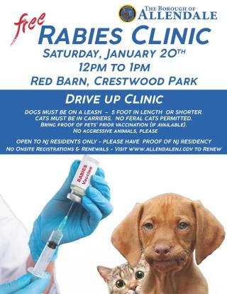 Rabies Clinic - January 20 12pm to 1pm - Red Barn 
