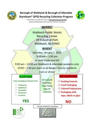 Waldwick/Allendale Styrofoam Recycling Program 
