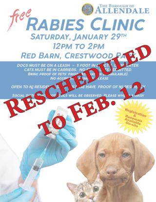 Rescheduled Rabies Clinic - Feb 12 