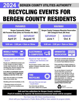 2024 Bergen County Utilities Authority (BCUA) Recycling Events