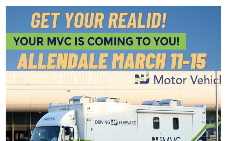 NJMVC will be in Allendale at the Firehouse from March 11th to 15th 