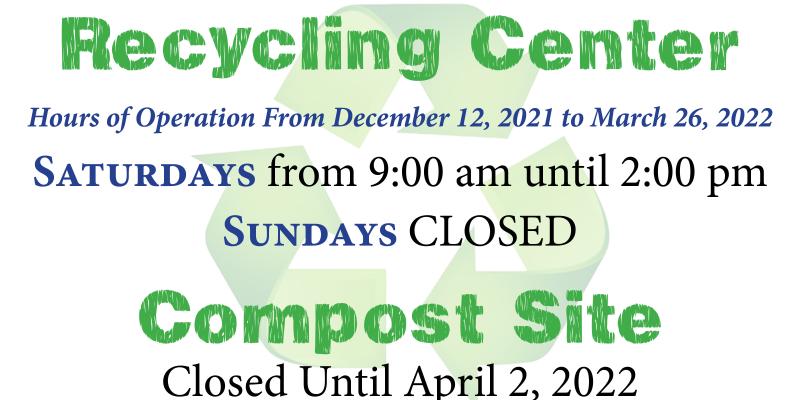 Winter Recycling & Compost Hours
